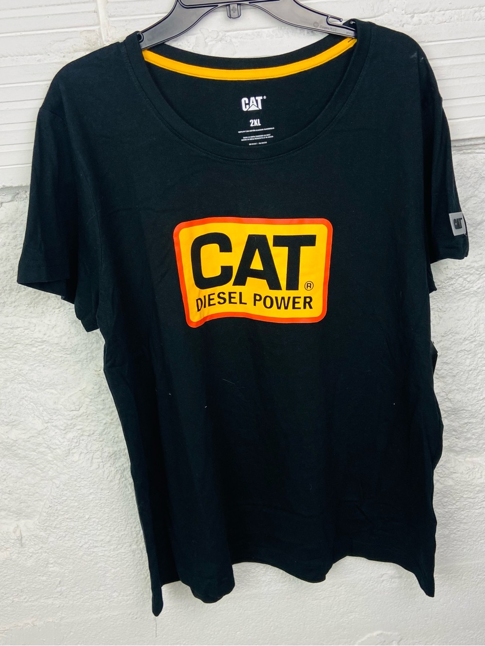 CAT Diesel Power cotton Black Short Sleeve Logo Tee size 2XL